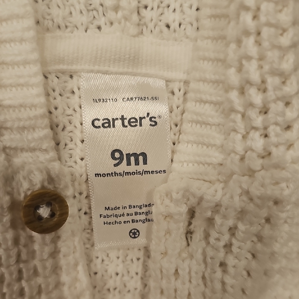 Carter's Cream Hooded Sweatshirt with Ribbed Texture - Picture 2 of 4